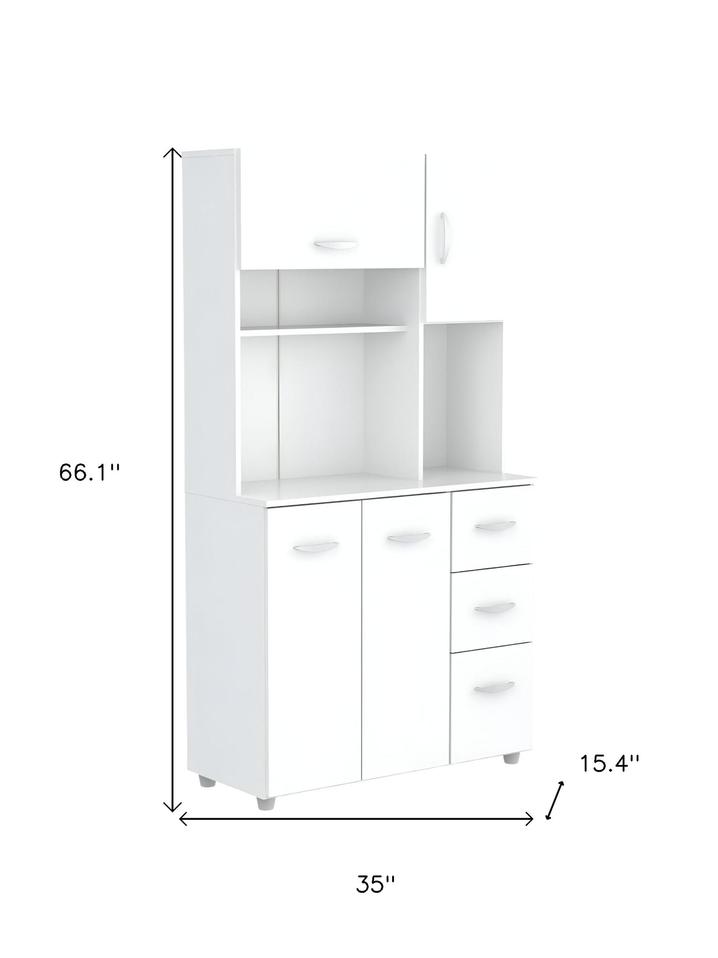 White Finish Wood Kitchen Storage Cabinet