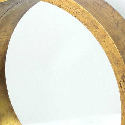36" Gold Round Solid Wood Framed Accent Mirror