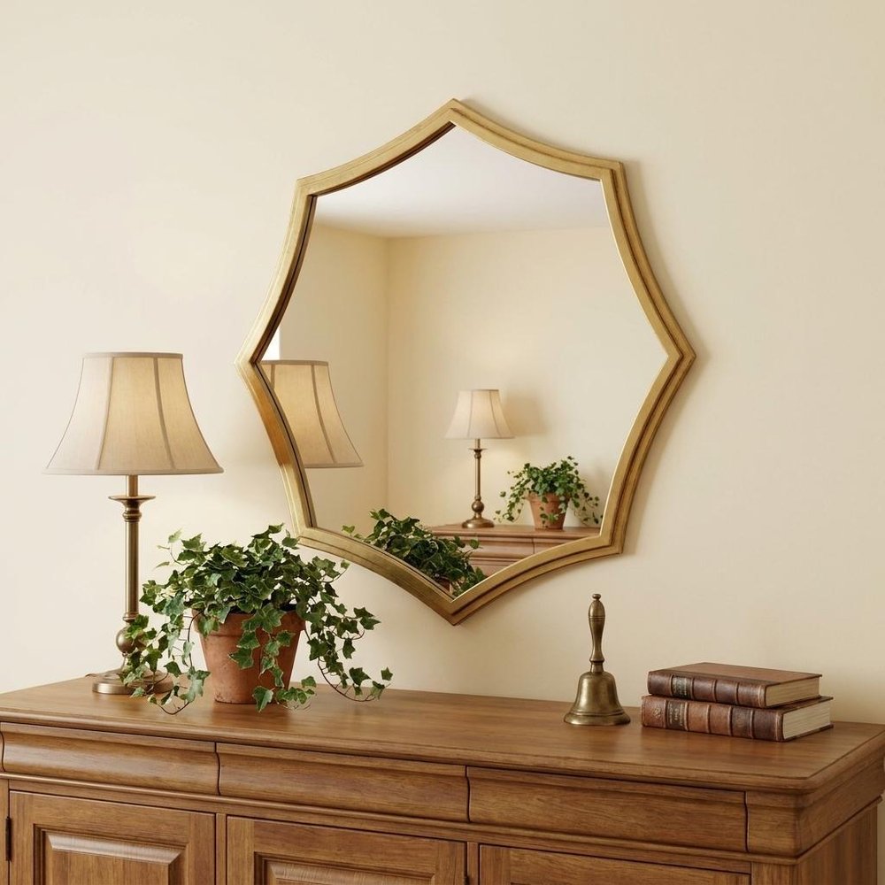 33" Gold Octagon Metal Framed Accent Mirror