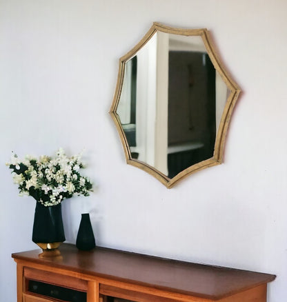 33" Gold Octagon Metal Framed Accent Mirror