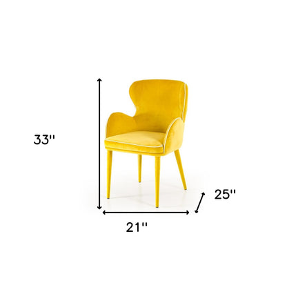 Yellow Upholstered Fabric Dining Arm Chair