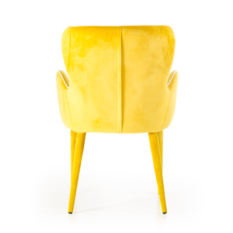 Yellow Upholstered Fabric Dining Arm Chair