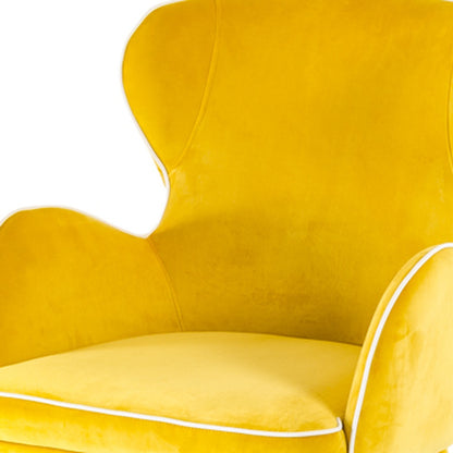 Yellow Upholstered Fabric Dining Arm Chair