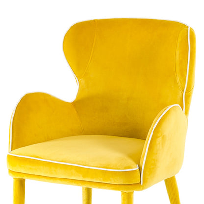 Yellow Upholstered Fabric Dining Arm Chair