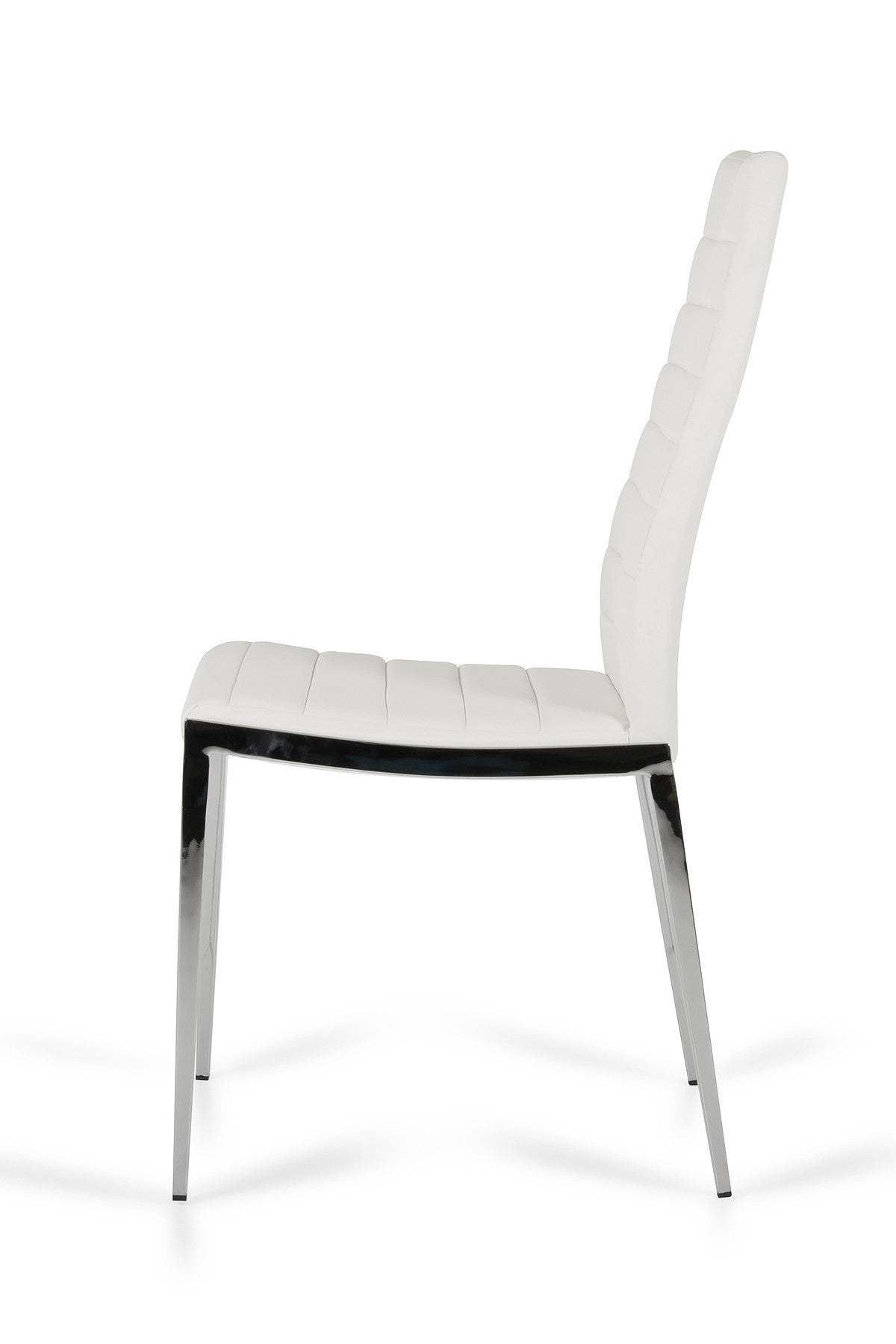 Set of Two White And Silver Upholstered Faux Leather Dining Side Chairs