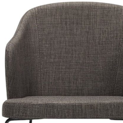 Set of Two Gray and Black Upholstered Fabric Wing Back Dining Arm Chairs