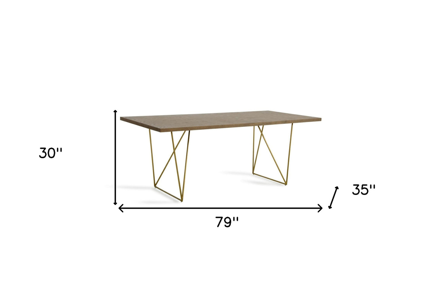 30" Tobacco Veneer  Mdf  And Antique Brass Dining Table