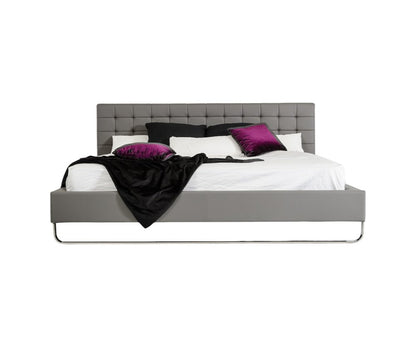 Gray Tufted Faux Leather Upholstered King Sleigh Bed