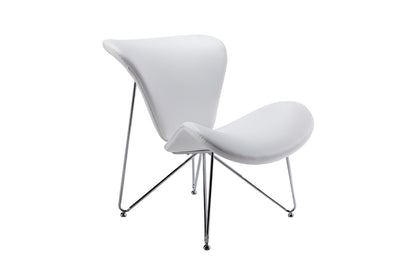 28" White And Silver Upholstered Butterfly Chair