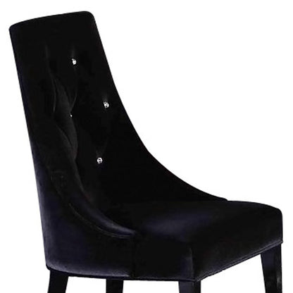 Set of Two Black Upholstered Velvet Dining Parsons Chairs