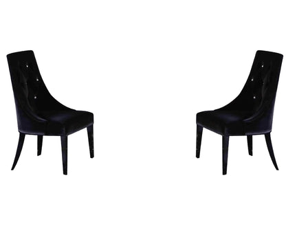 Set of Two Black Upholstered Velvet Dining Parsons Chairs