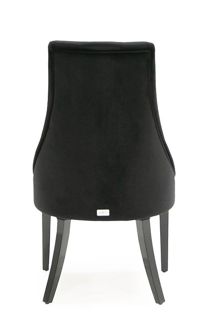 Set of Two Black Upholstered Velvet Dining Parsons Chairs