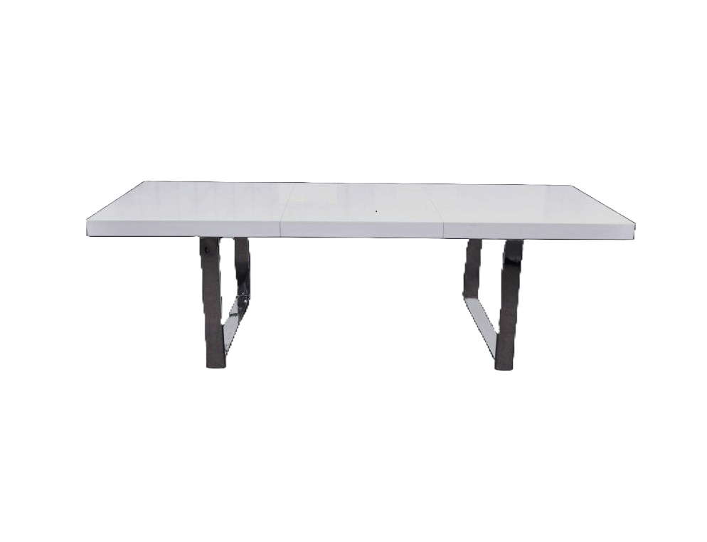 30" White Mdf Extendable Dining Table With Stainless Steel Legs