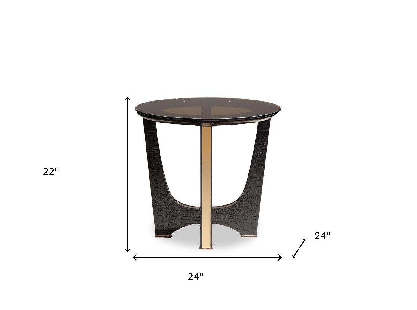 22" Black Glass Round End Table