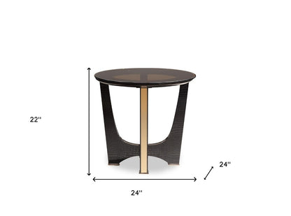 22" Black Glass Round End Table