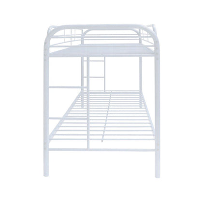 White Twin Over Twin Metal Bunk Bed
