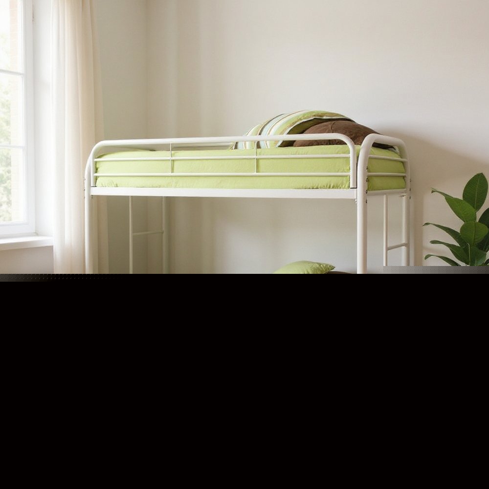 White Twin Over Twin Metal Bunk Bed