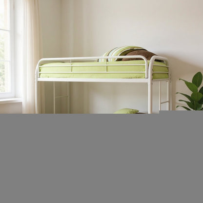 White Twin Over Twin Metal Bunk Bed