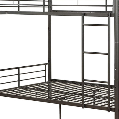 79" X 57" X 65" Dark Brown Metal Tube Full Over Full Bunk Bed