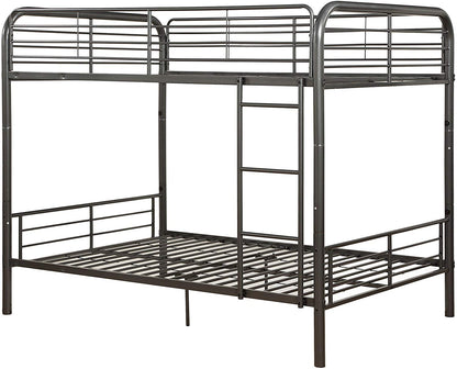 79" X 57" X 65" Dark Brown Metal Tube Full Over Full Bunk Bed