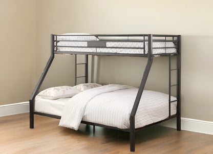 83" X 63" X 65" Sandy Black Metal Twin Xl Over Queen Bunk Bed