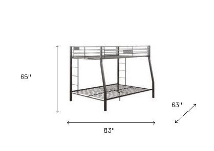 83" X 63" X 65" Sandy Black Metal Twin Xl Over Queen Bunk Bed