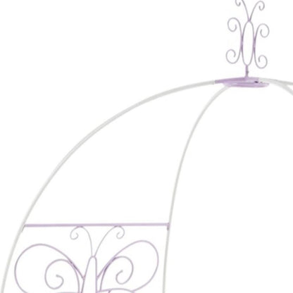 Purple and White Metal Canopy Bed Frame