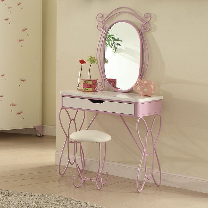 Lilac And White Butterfly Design Desk Vanity Dressing Table