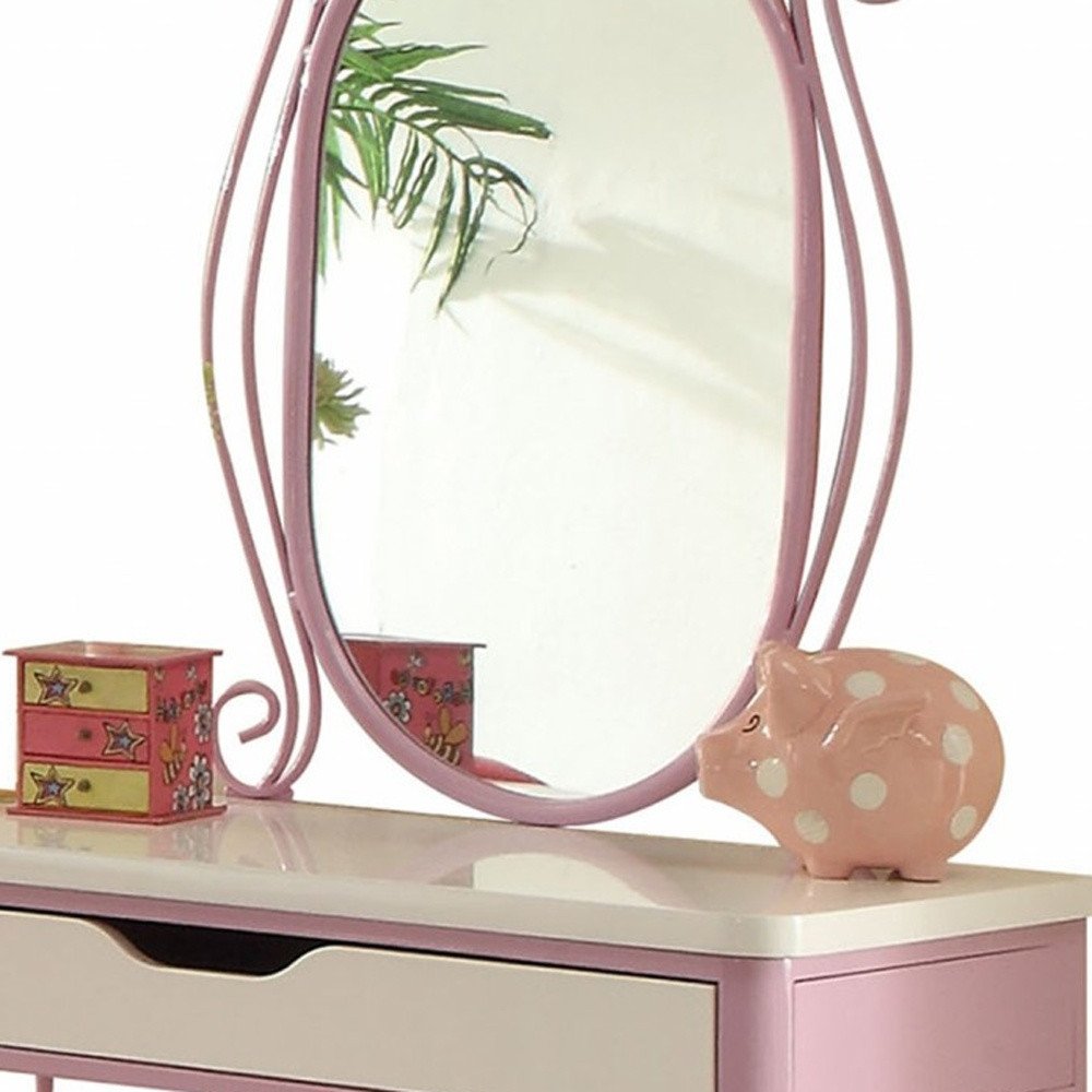 Lilac And White Butterfly Design Desk Vanity Dressing Table