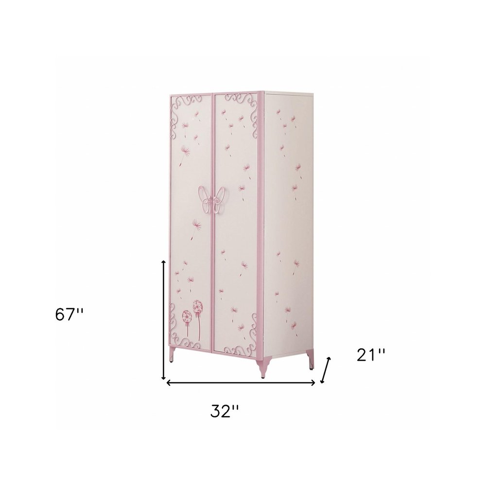 67" Light Purple And White Steel Two Door Combo Dresser