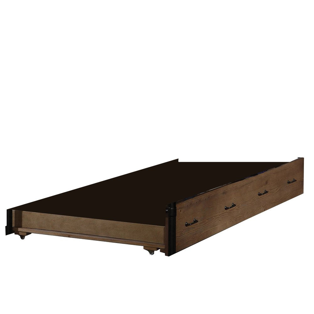 Brown and Black Solid Wood Twin Roll Out Trundle