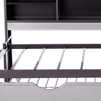 Steel Twin Black and Silver Bed With Trundle