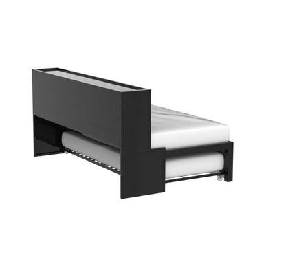 Steel Twin Black and Silver Bed With Trundle