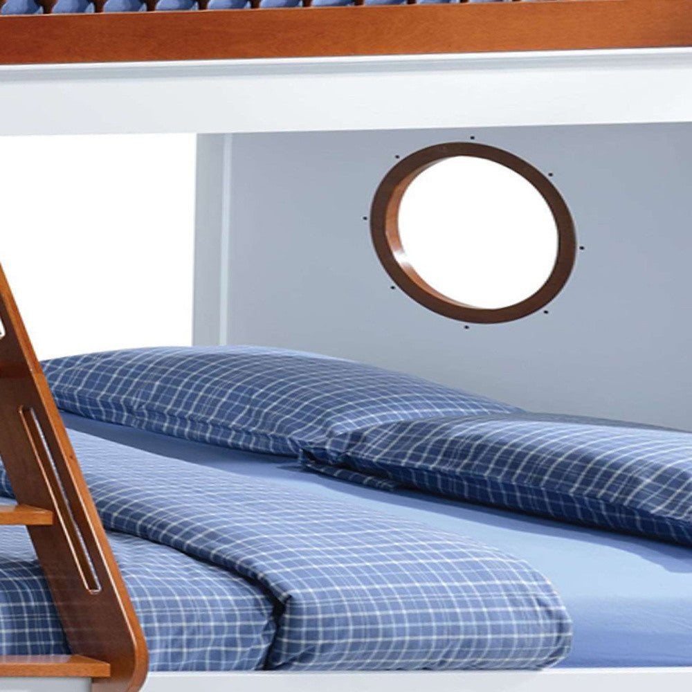 Brown and White Full Coastal Bunk Bed