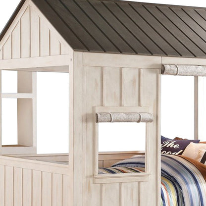 White Solid Wood Full House Bed