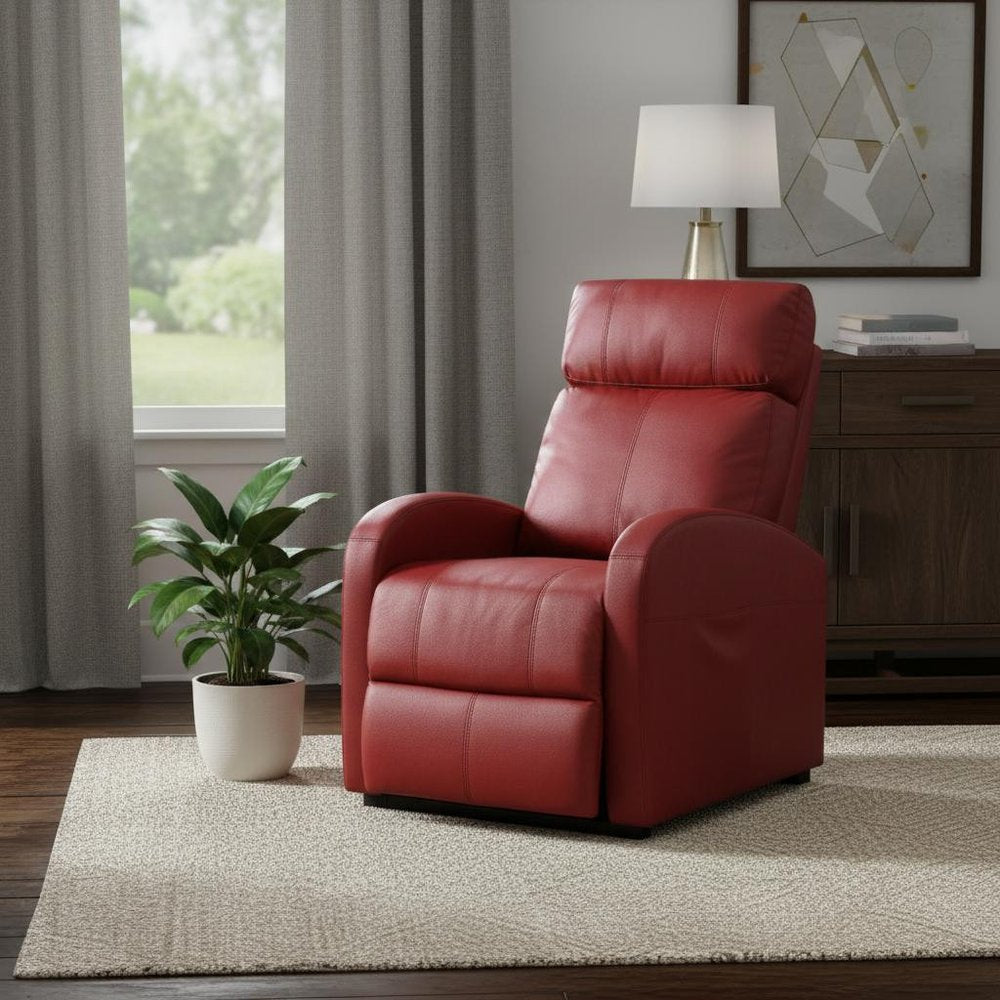 28" Red Tufted Faux Leather Power Lift Assist Recliner