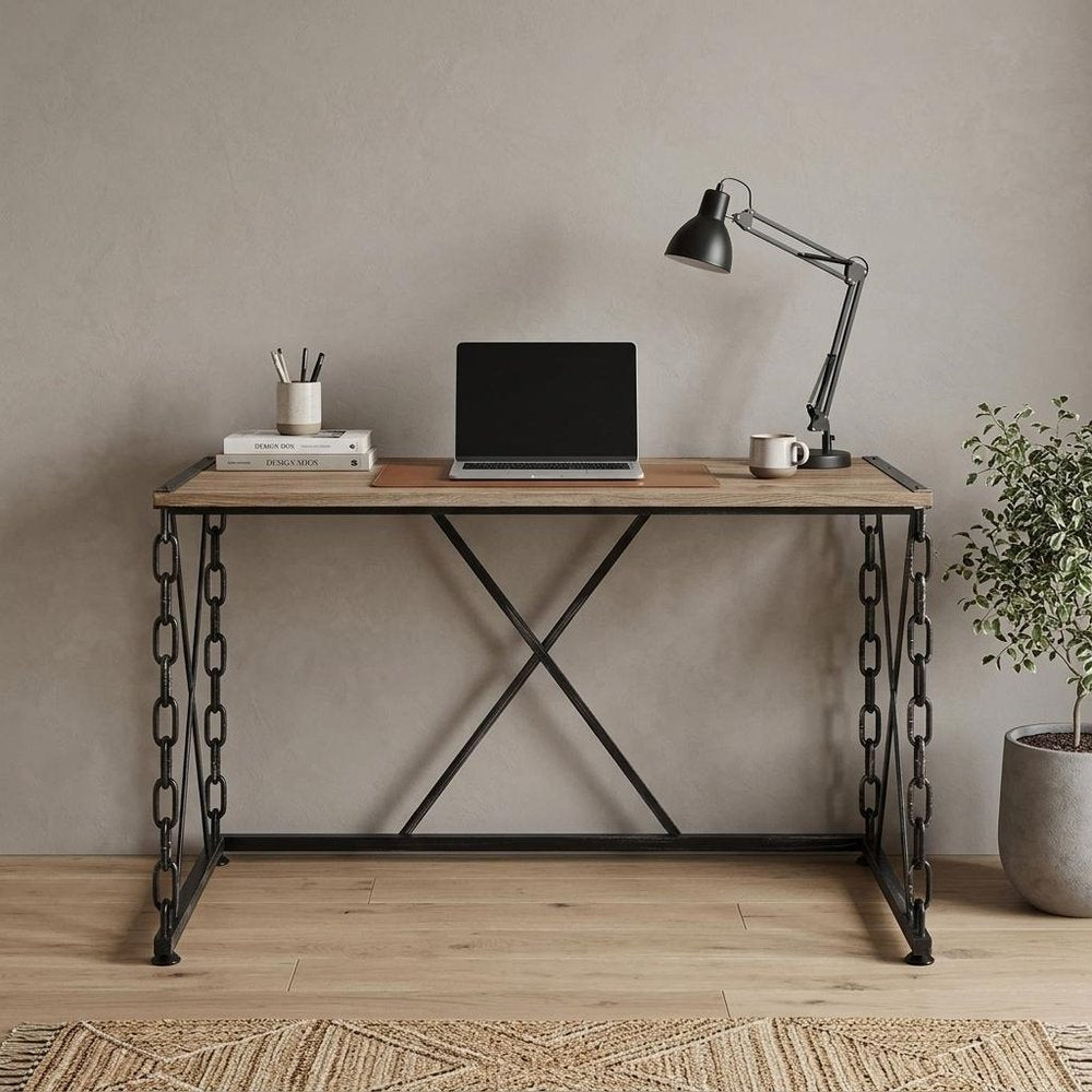 48" Brown and Black Computer Desk