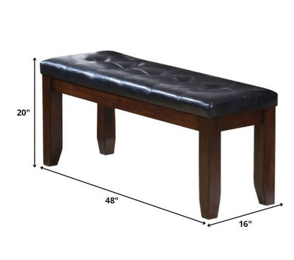 48" Black and Brown Upholstered PU Leather Bench