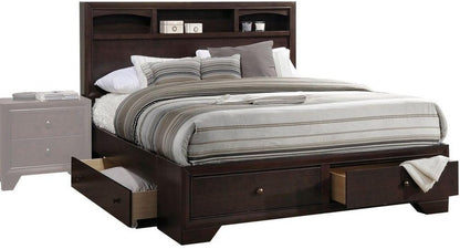 Espresso Solid Wood Queen Bed Frame With Drawers