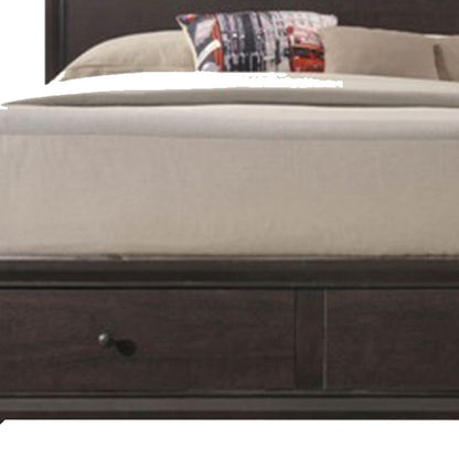 Espresso Solid Wood Queen Bed Frame With Drawers