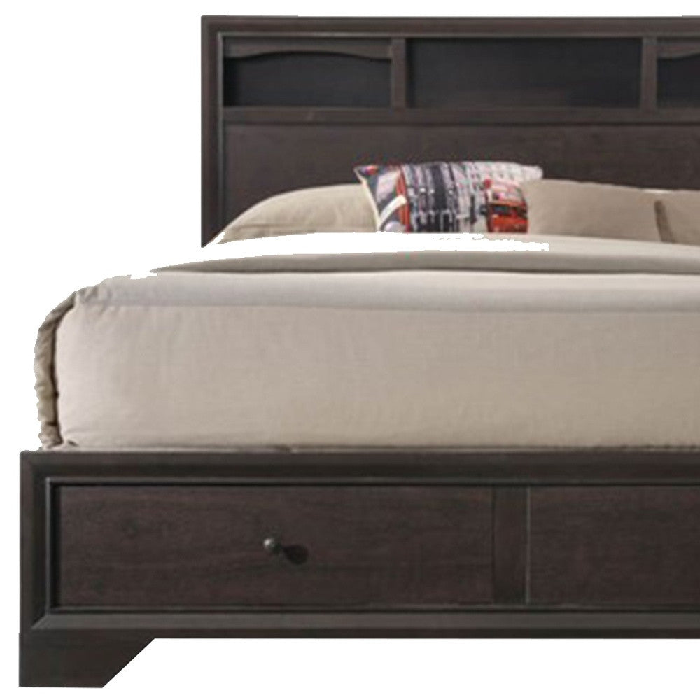 Rich Espresso Finish King Bed With Storage