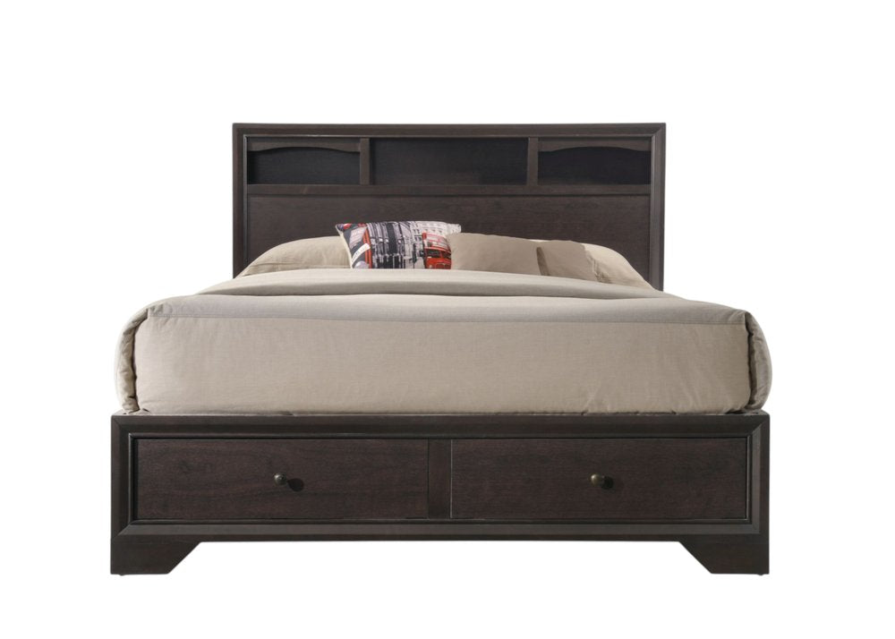 Rich Espresso Finish King Bed With Storage