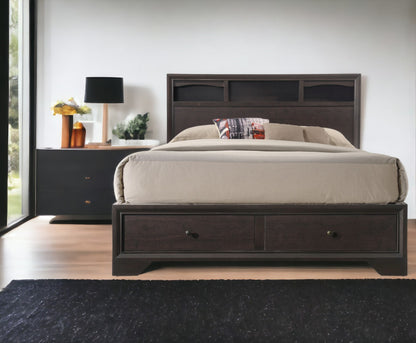 Rich Espresso Finish King Bed With Storage