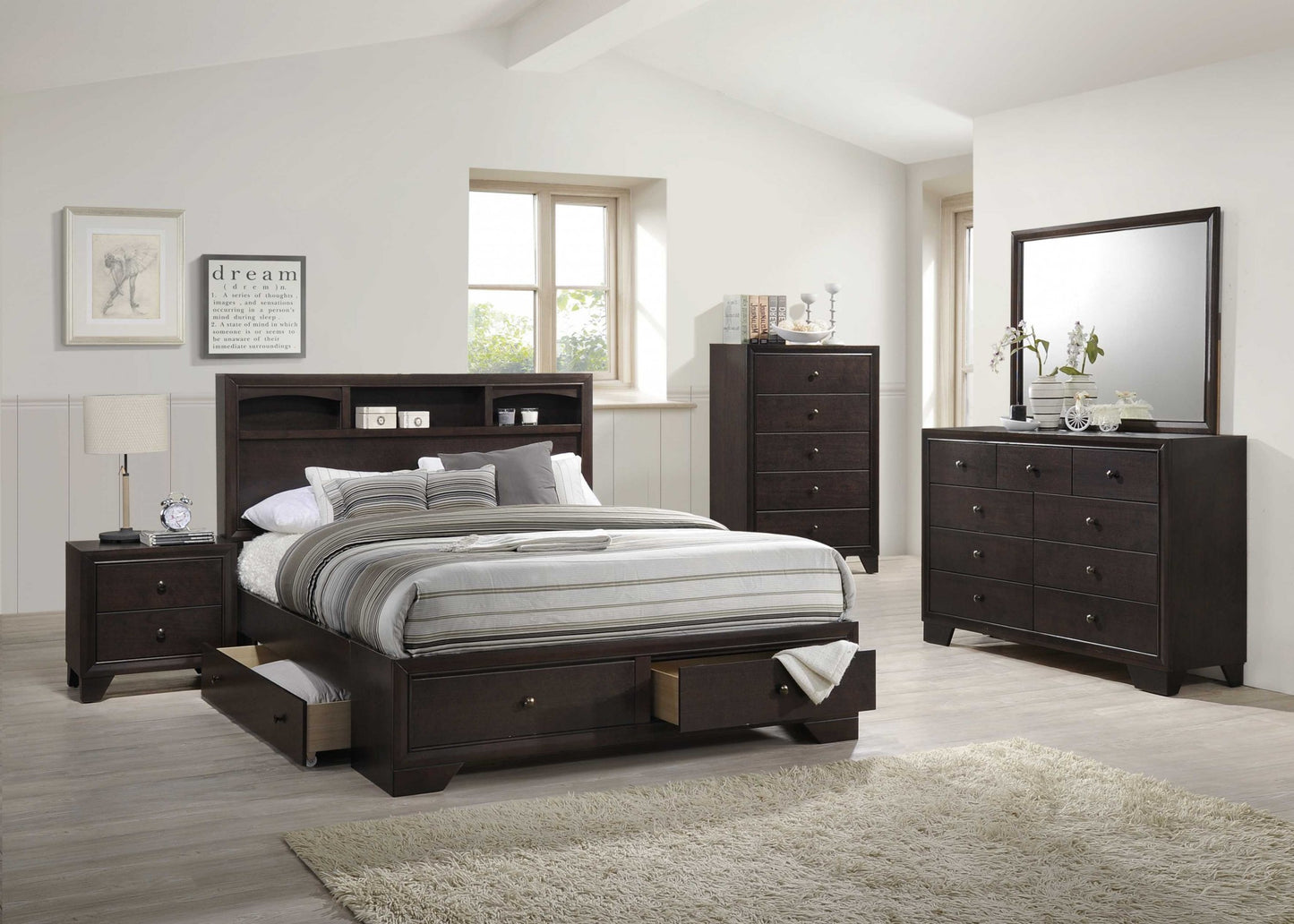 Rich Espresso Finish King Bed With Storage