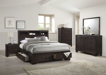 Rich Espresso Finish King Bed With Storage