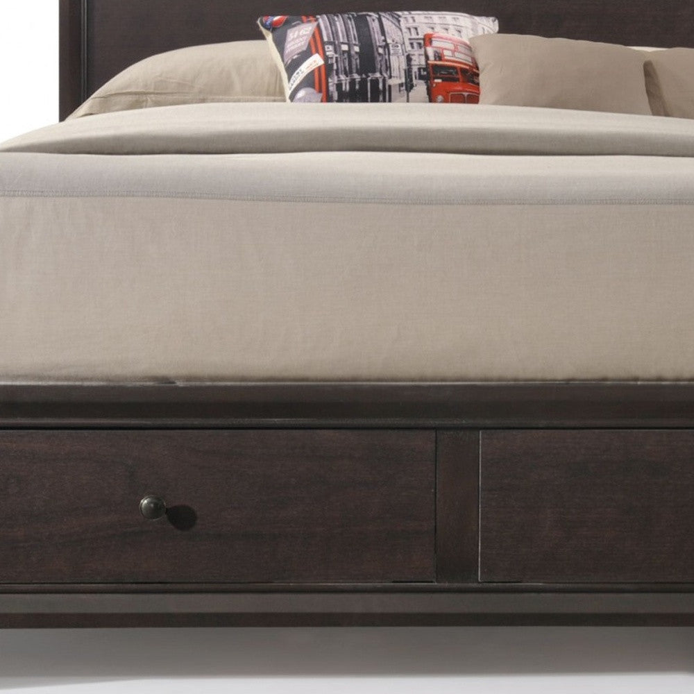 Rich Espresso Finish King Bed With Storage