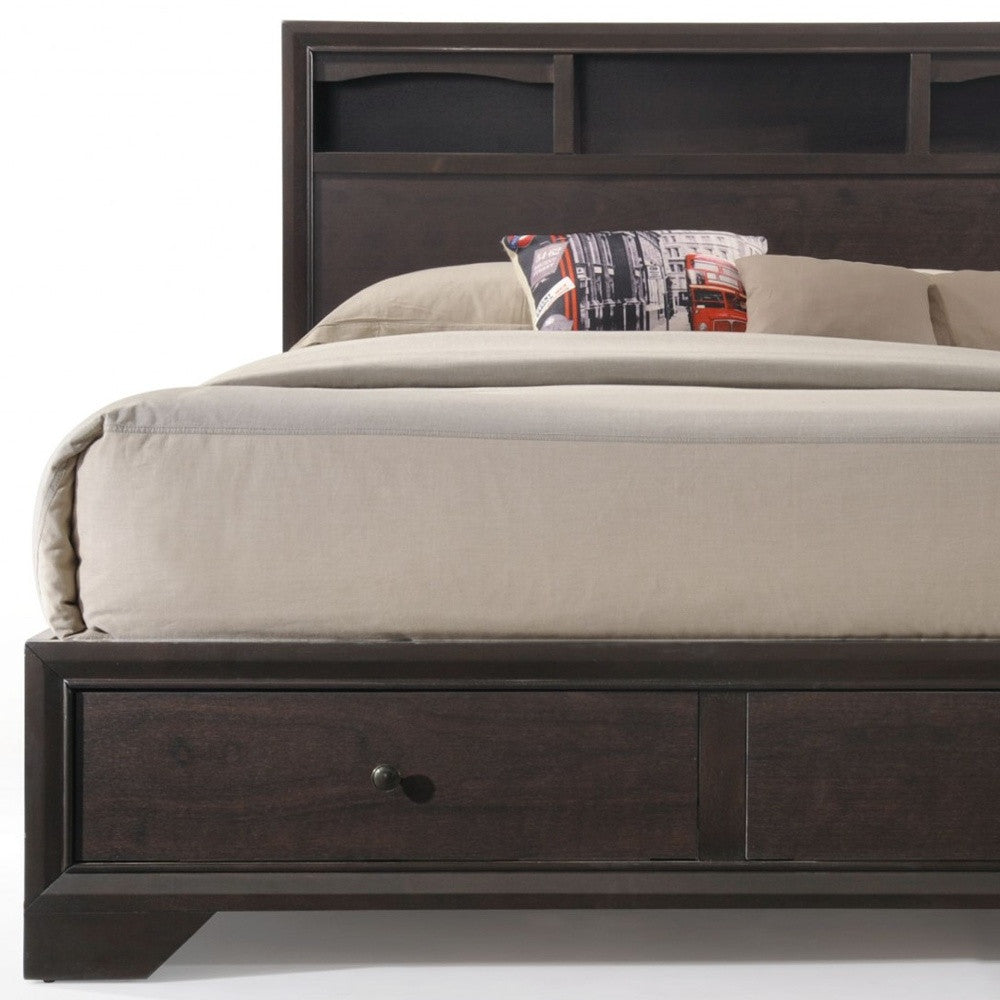 Rich Espresso Finish King Bed With Storage