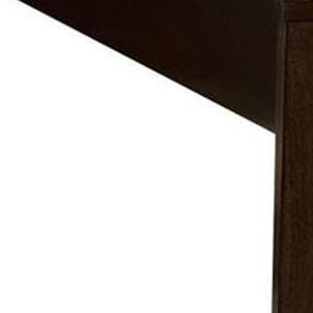 Espresso Inlaid Panels Wood Queen Bed Frame
