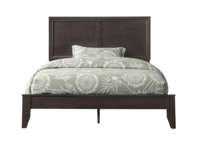 Espresso Inlaid Panels Wood Queen Bed Frame