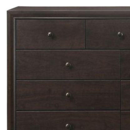 57" Espresso Wood Nine Drawer Double Dresser